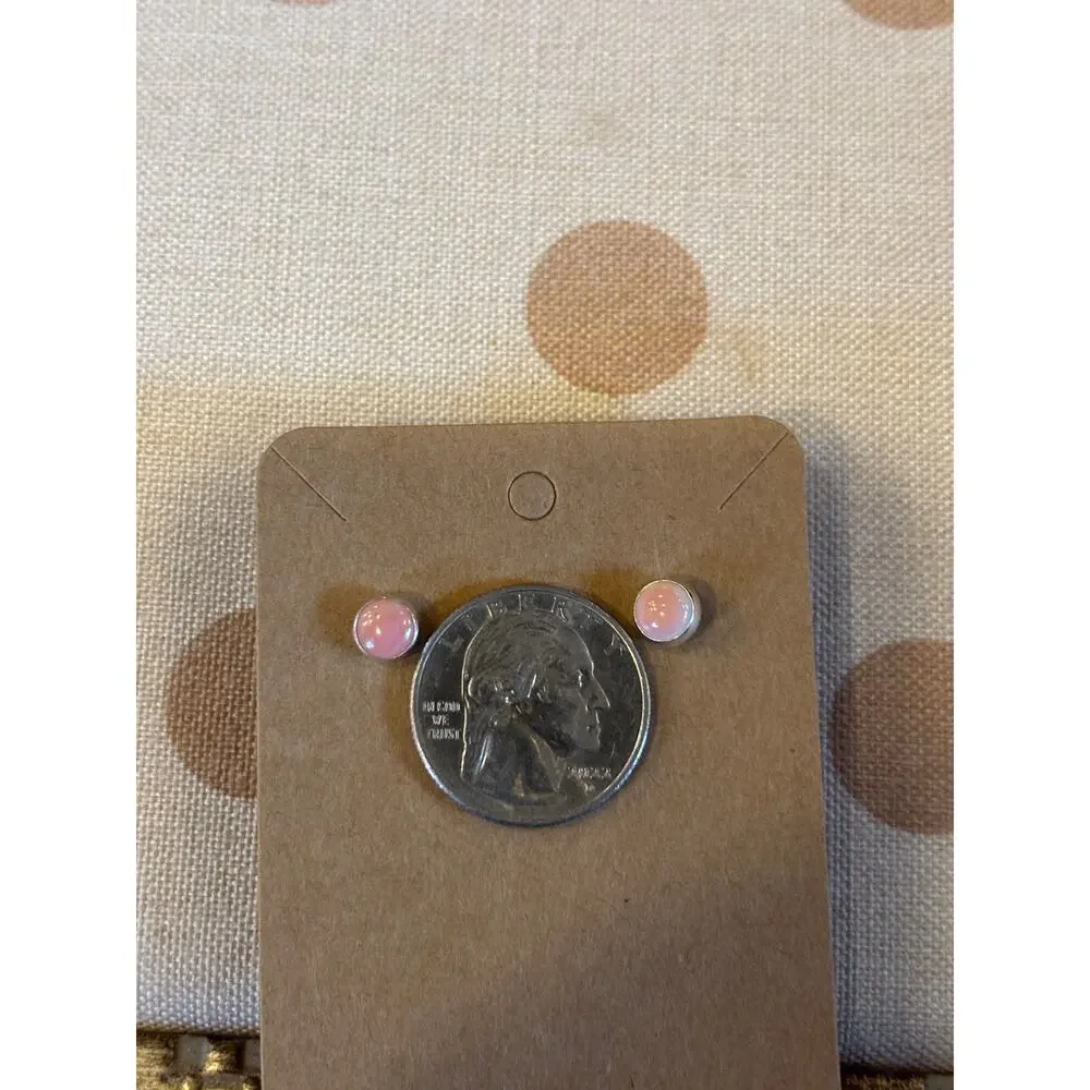 Petite Pink Conch Round Earrings | Sterling Silver Western Style